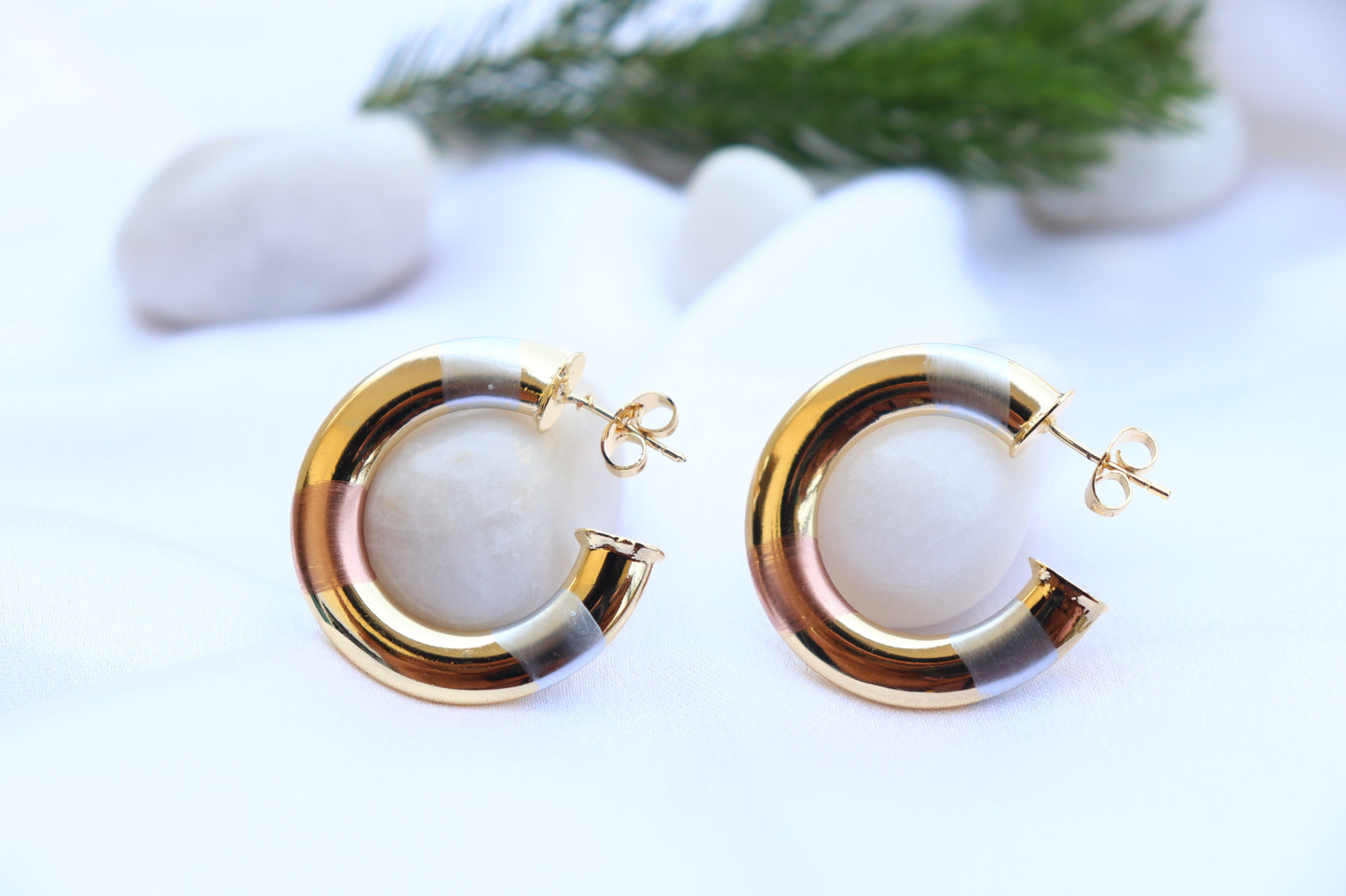 Modern Pearl Huggie Earrings