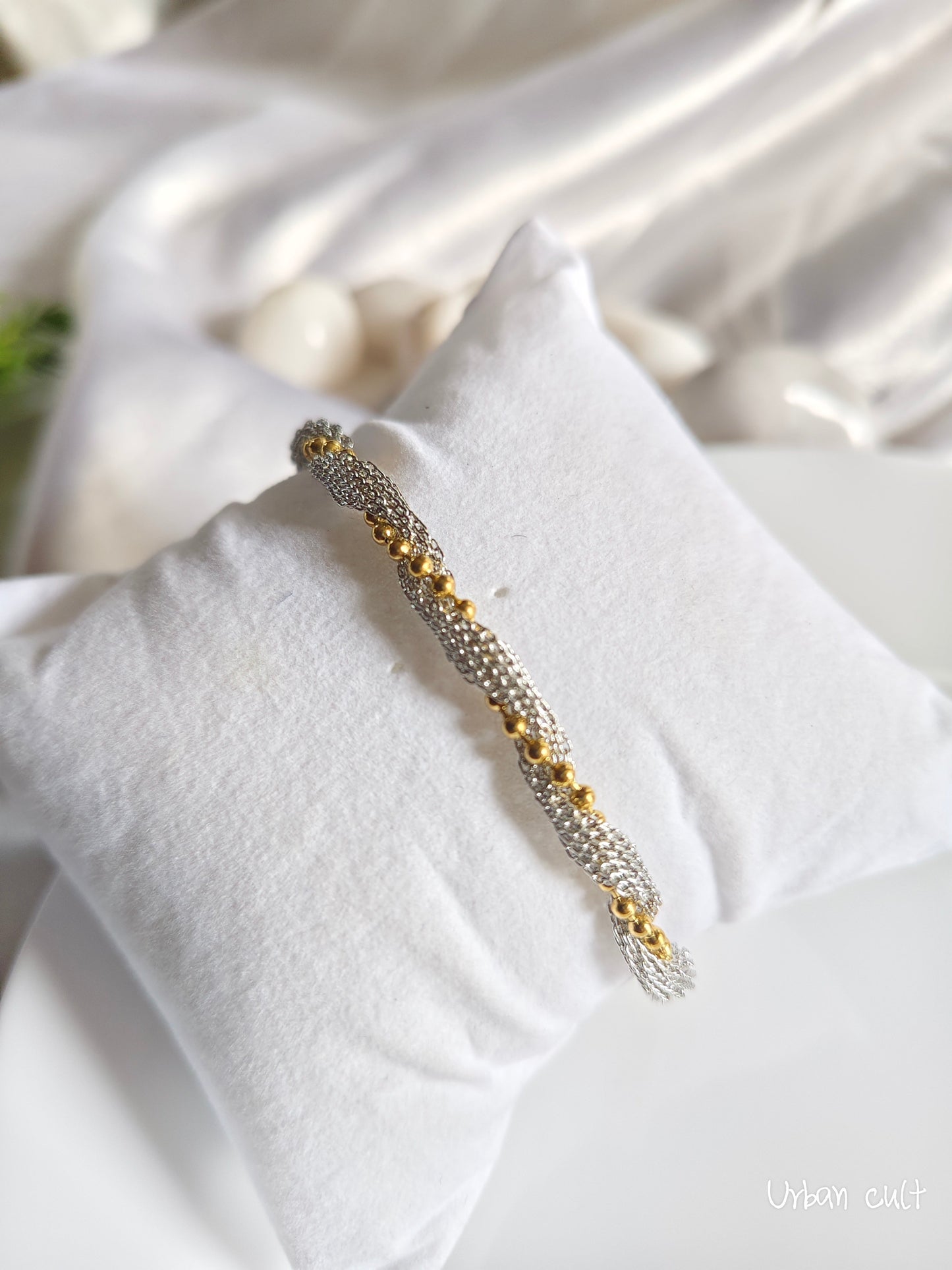 Rolled Silver and Gold Bracelet