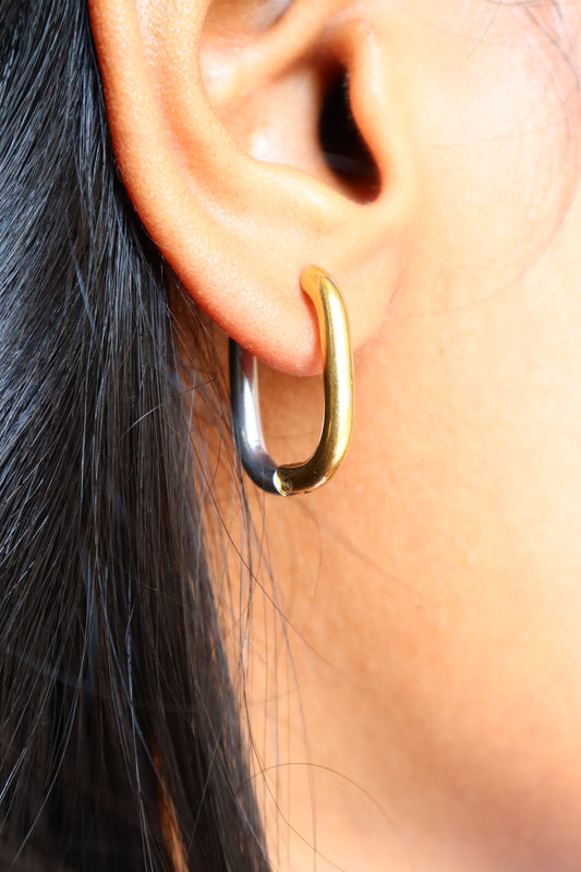 Two tone Ovel Earring