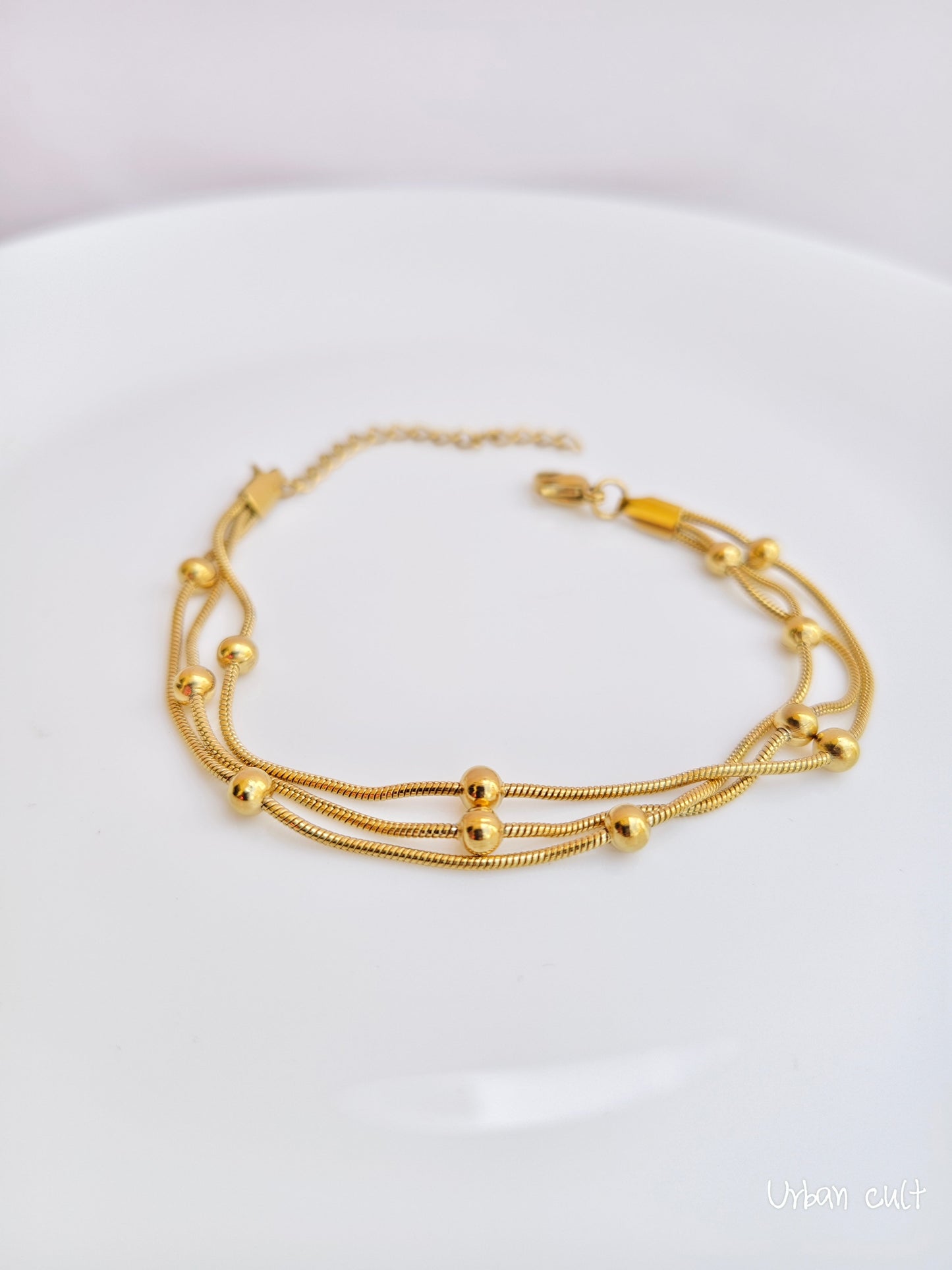 Bead Decor Layered Gold Bracelet Jewelry