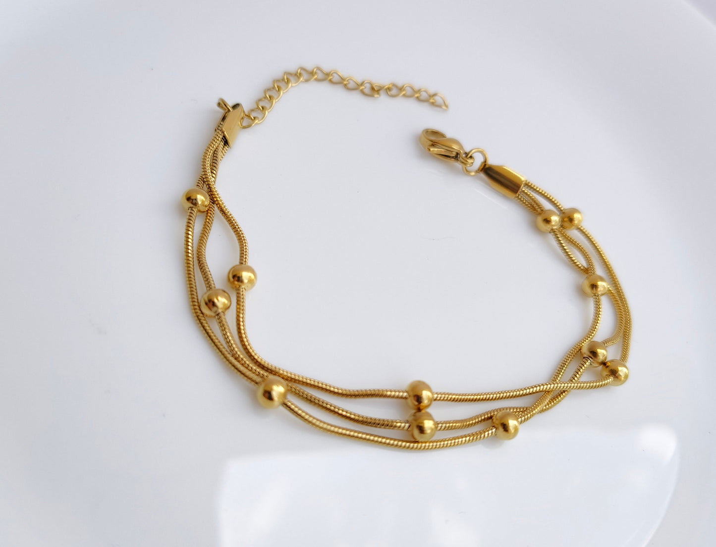 Bead Decor Layered Gold Bracelet Jewelry